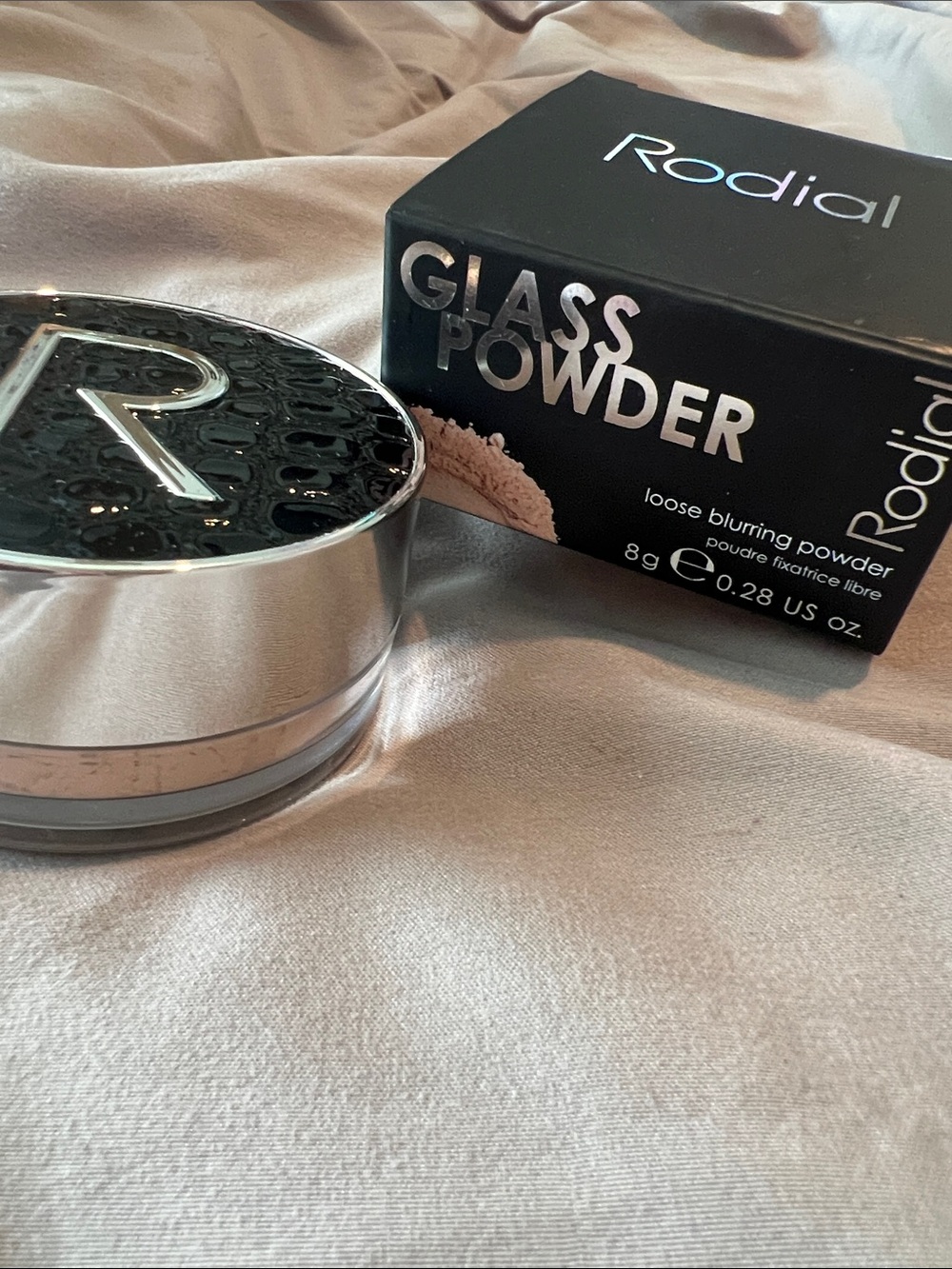 Rodial Glass Powder Loose Blurring Powder - Black and Silver Packaging
